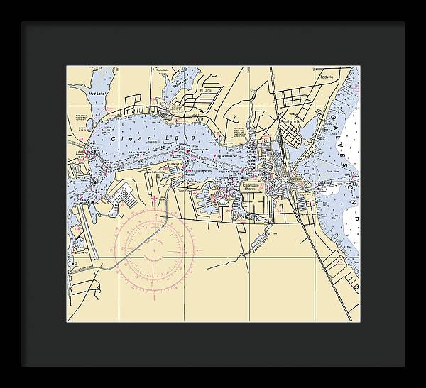 Clear Lake-texas Nautical Chart - Framed Print