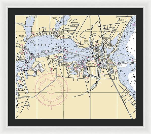 Clear Lake-texas Nautical Chart - Framed Print