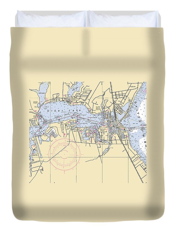 Clear Lake-texas Nautical Chart - Duvet Cover