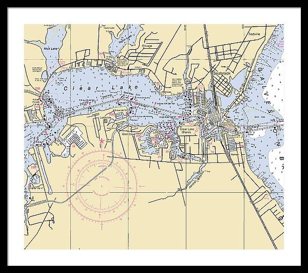 Clear Lake-texas Nautical Chart - Framed Print