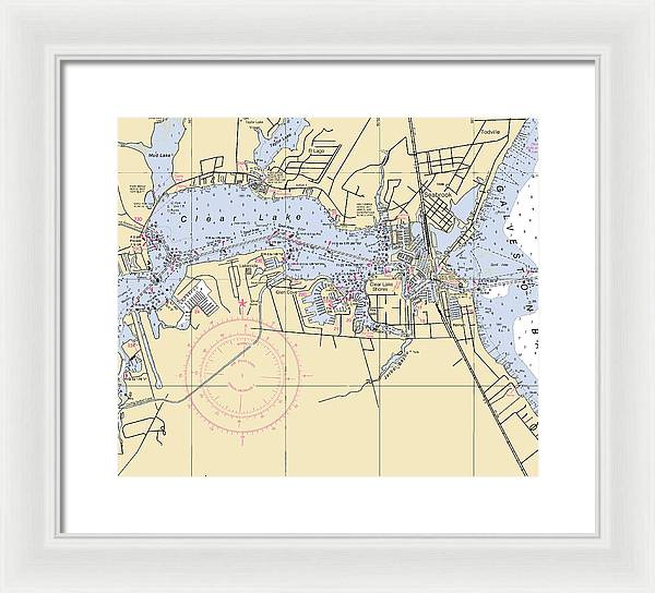 Clear Lake-texas Nautical Chart - Framed Print