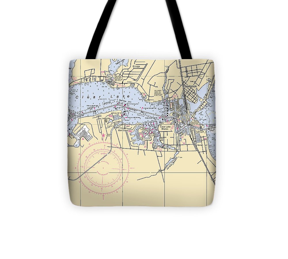 Clear Lake Texas Nautical Chart Tote Bag