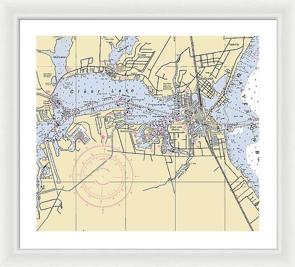 Clear Lake-texas Nautical Chart - Framed Print