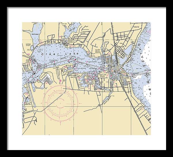 Clear Lake-texas Nautical Chart - Framed Print