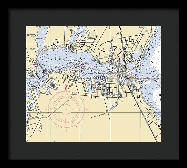 Clear Lake-texas Nautical Chart - Framed Print