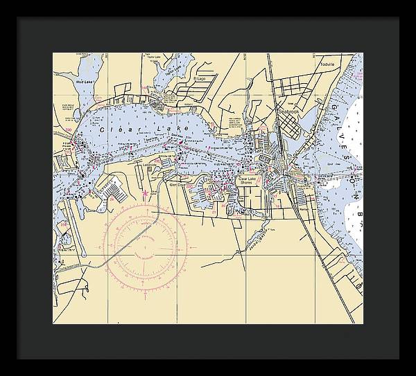 Clear Lake-texas Nautical Chart - Framed Print