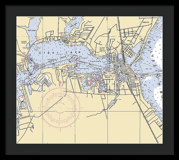 Clear Lake-texas Nautical Chart - Framed Print