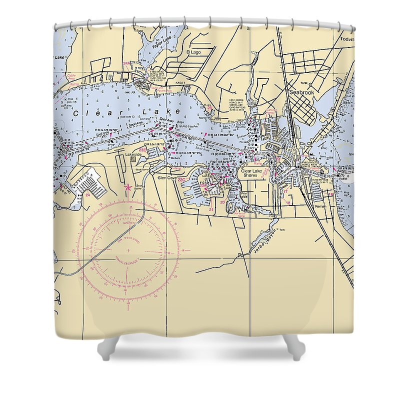 Clear Lake Texas Nautical Chart Shower Curtain