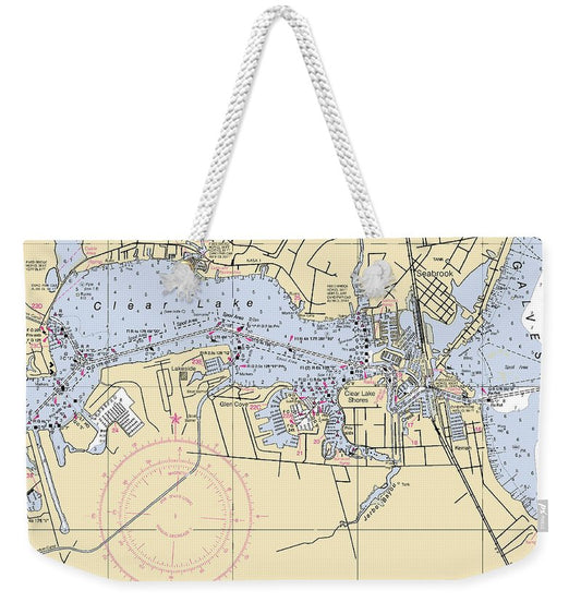 Clear Lake-texas Nautical Chart - Weekender Tote Bag