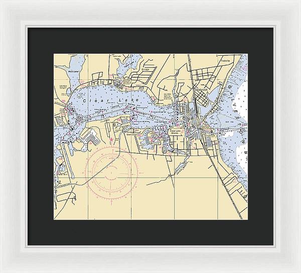 Clear Lake-texas Nautical Chart - Framed Print