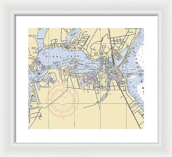 Clear Lake-texas Nautical Chart - Framed Print