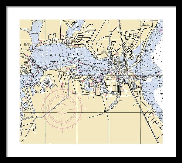 Clear Lake-texas Nautical Chart - Framed Print