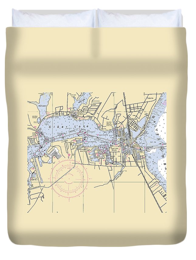 Clear Lake-texas Nautical Chart - Duvet Cover