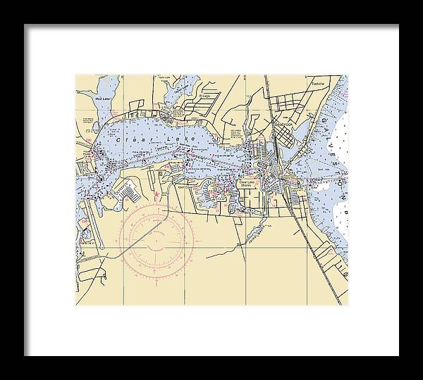 Clear Lake-texas Nautical Chart - Framed Print