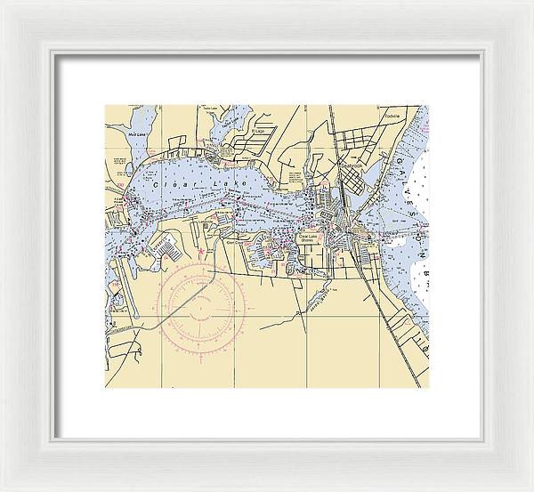 Clear Lake-texas Nautical Chart - Framed Print