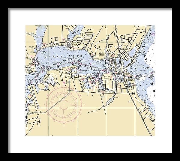 Clear Lake-texas Nautical Chart - Framed Print