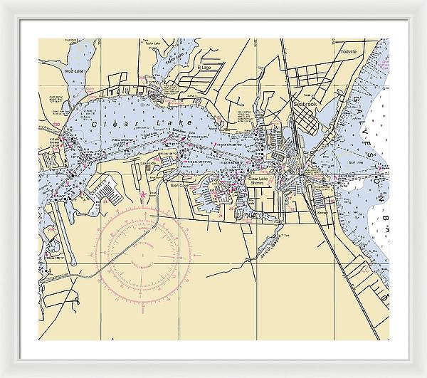 Clear Lake-texas Nautical Chart - Framed Print