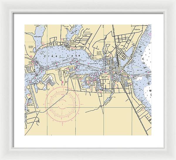 Clear Lake-texas Nautical Chart - Framed Print