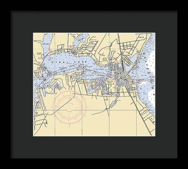 Clear Lake-texas Nautical Chart - Framed Print