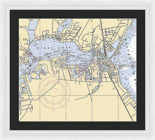 Clear Lake-texas Nautical Chart - Framed Print