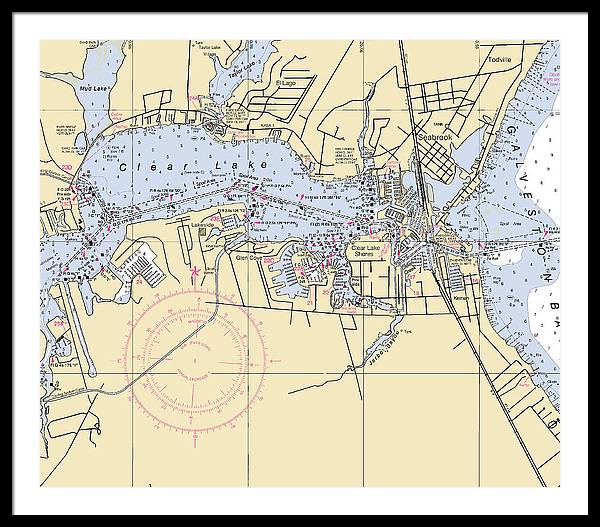 Clear Lake-texas Nautical Chart - Framed Print