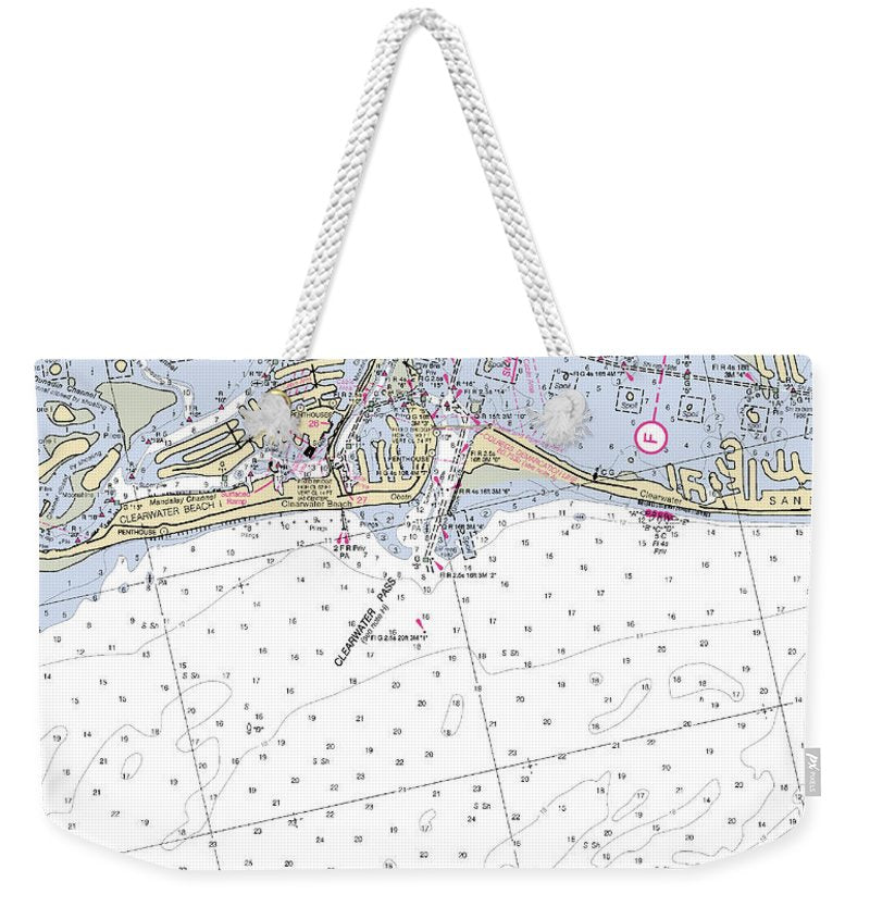 Clearwater-florida Nautical Chart - Weekender Tote Bag