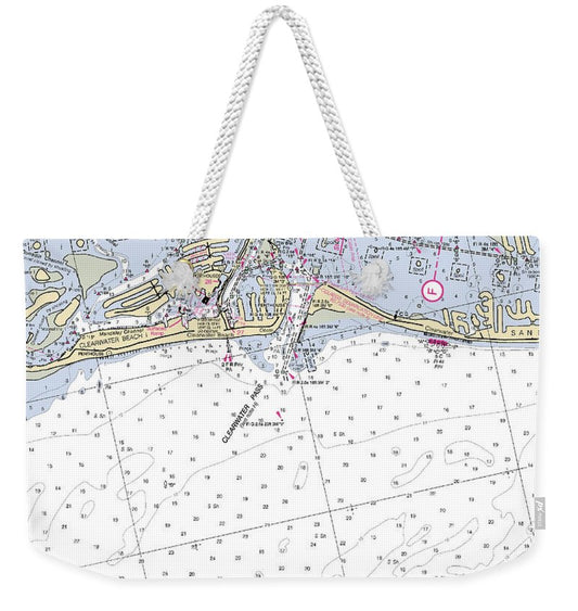 Clearwater-florida Nautical Chart - Weekender Tote Bag