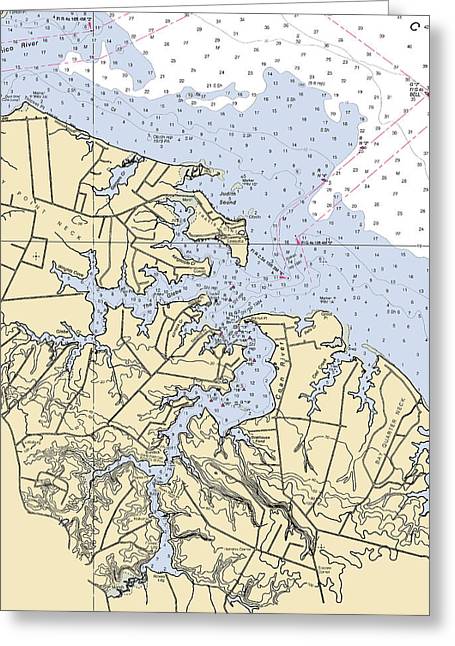 Coan River-virginia Nautical Chart - Greeting Card