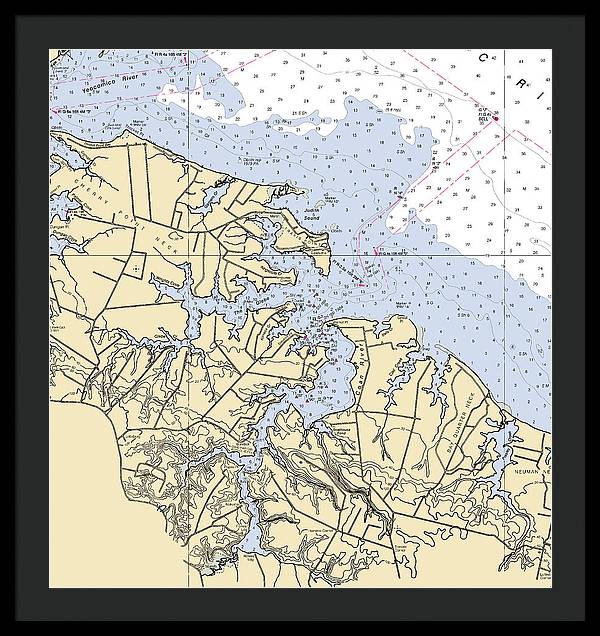 Coan River-virginia Nautical Chart - Framed Print