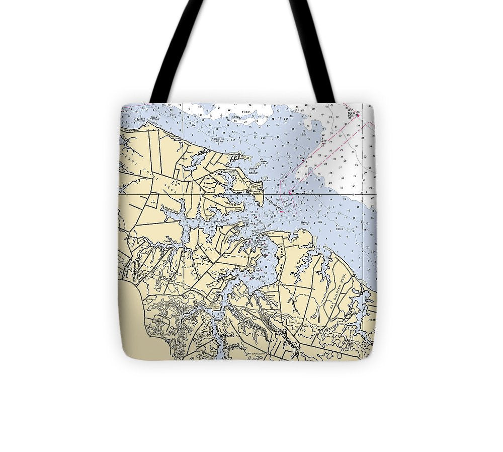 Coan River Virginia Nautical Chart Tote Bag