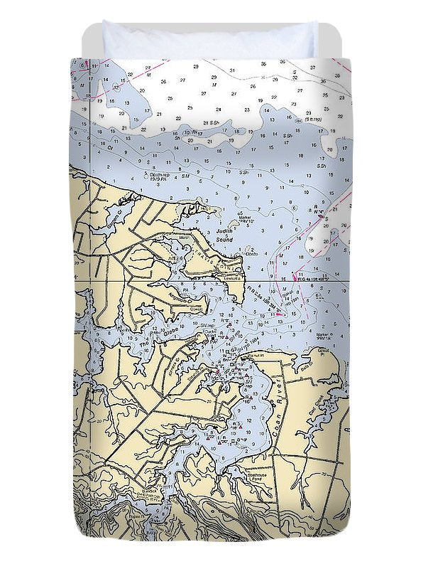 Coan River-virginia Nautical Chart - Duvet Cover