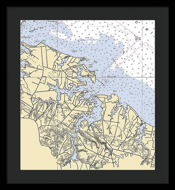 Coan River-virginia Nautical Chart - Framed Print