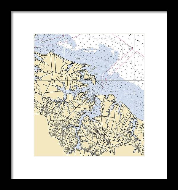 Coan River-virginia Nautical Chart - Framed Print