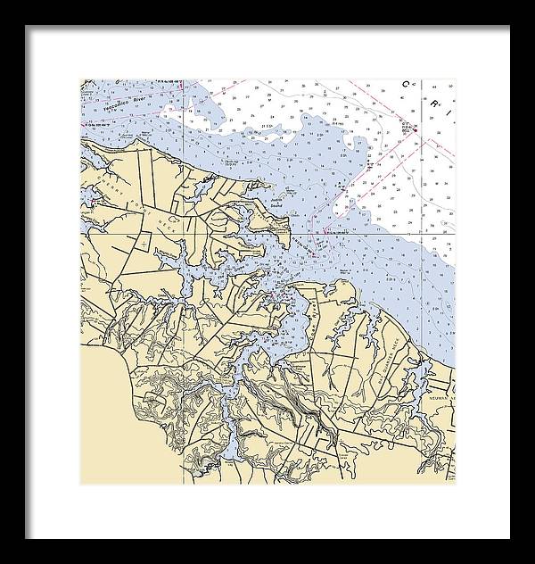 Coan River-virginia Nautical Chart - Framed Print