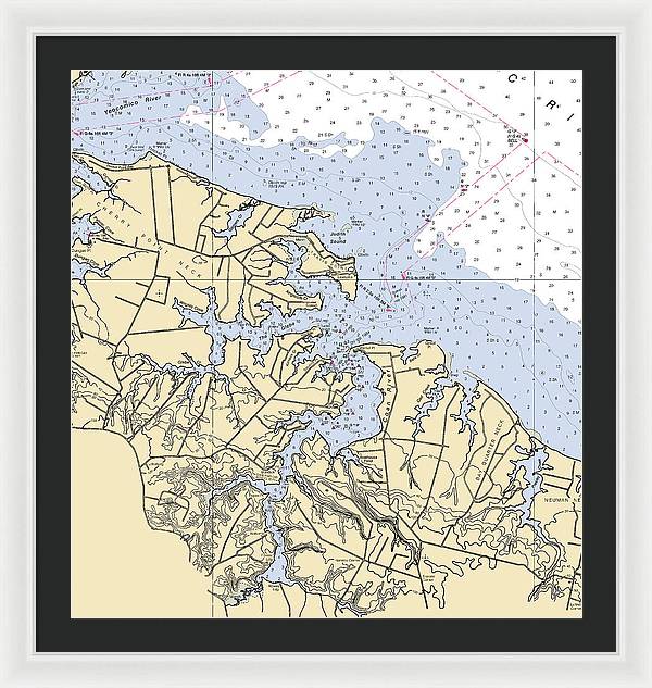 Coan River-virginia Nautical Chart - Framed Print