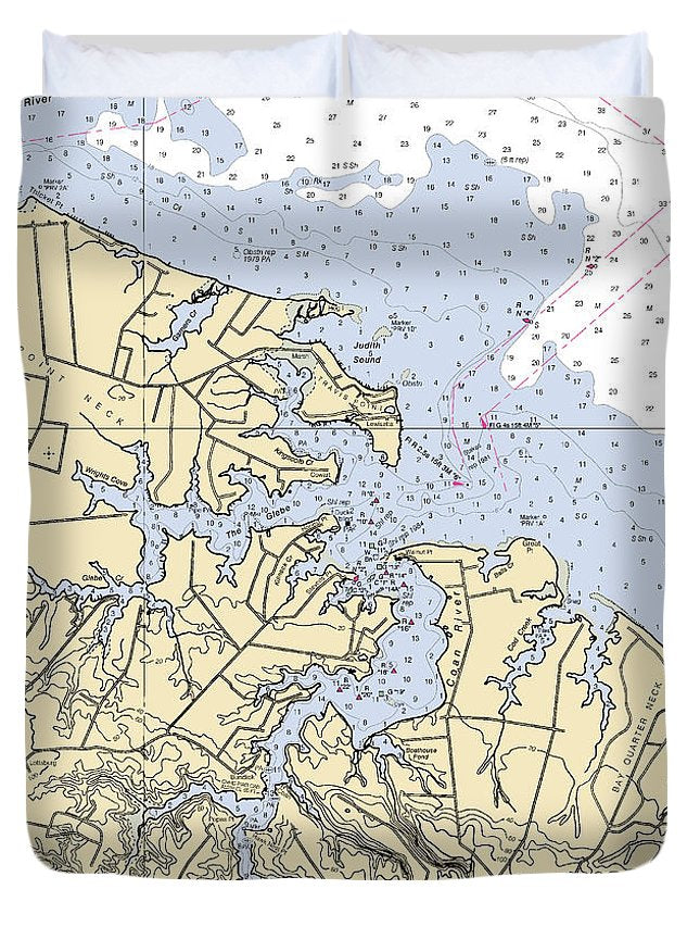 Coan River-virginia Nautical Chart - Duvet Cover