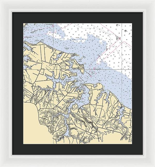 Coan River-virginia Nautical Chart - Framed Print