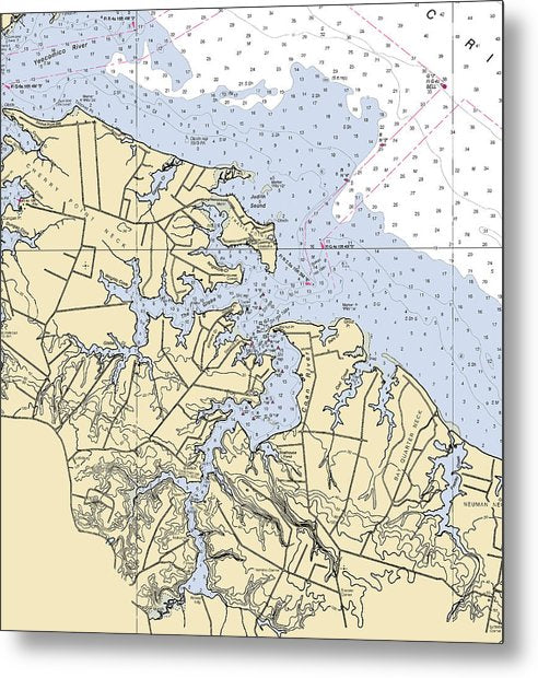 A beuatiful Metal Print of the Coan River-Virginia Nautical Chart - Metal Print by SeaKoast.  100% Guarenteed!