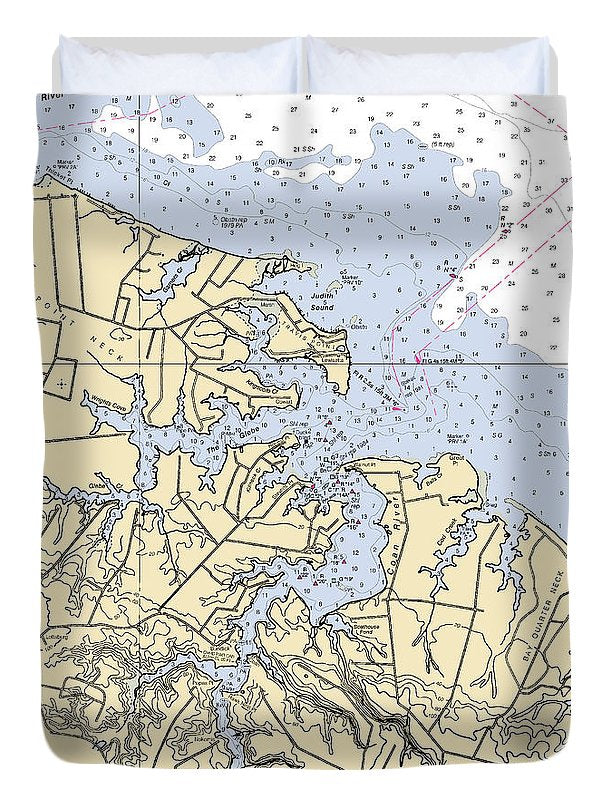 Coan River-virginia Nautical Chart - Duvet Cover