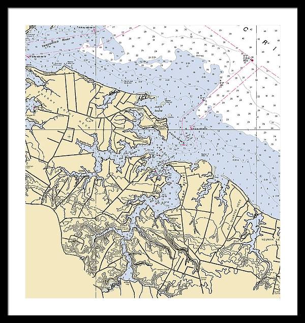 Coan River-virginia Nautical Chart - Framed Print