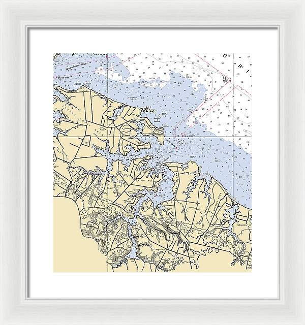 Coan River-virginia Nautical Chart - Framed Print