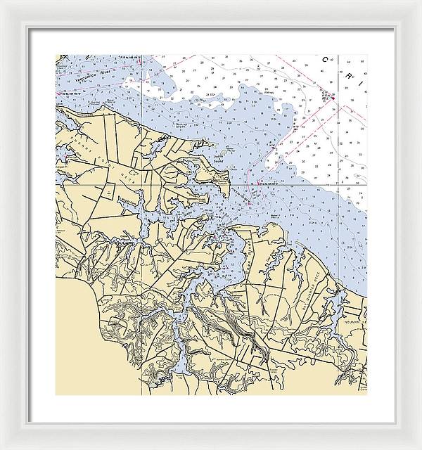 Coan River-virginia Nautical Chart - Framed Print