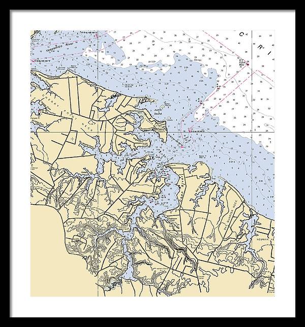 Coan River-virginia Nautical Chart - Framed Print