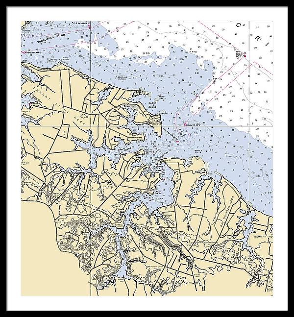 Coan River-virginia Nautical Chart - Framed Print