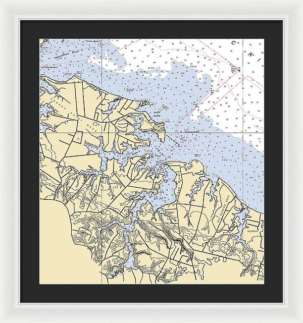 Coan River-virginia Nautical Chart - Framed Print