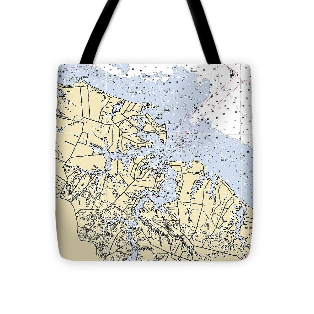 Coan River-virginia Nautical Chart - Tote Bag