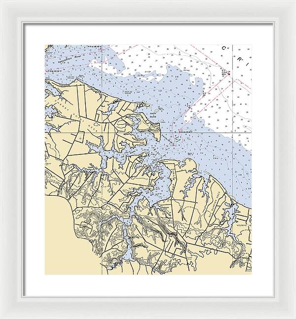 Coan River-virginia Nautical Chart - Framed Print