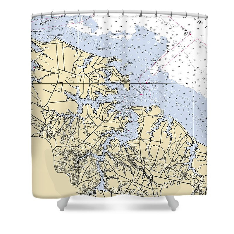 Coan River Virginia Nautical Chart Shower Curtain