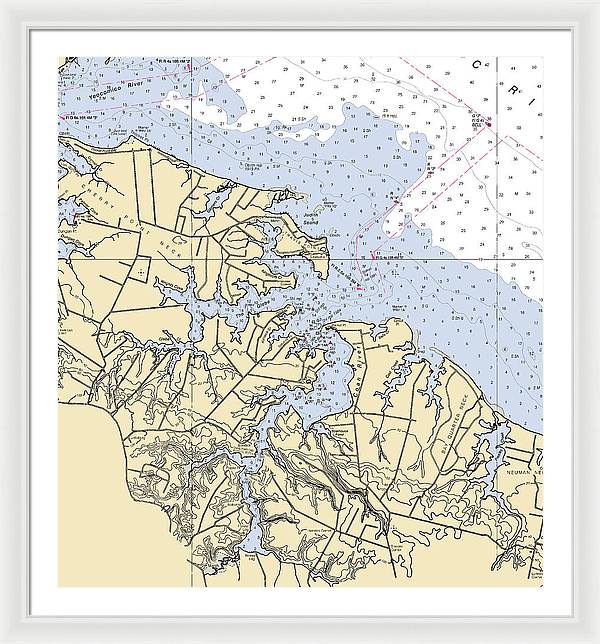 Coan River-virginia Nautical Chart - Framed Print