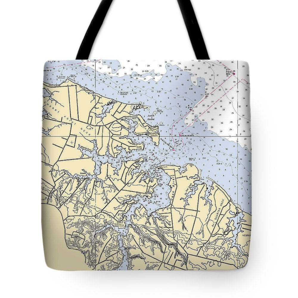 Coan River-virginia Nautical Chart - Tote Bag